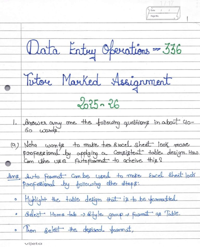 NIOS Handwritten Solved TMA 2026 Ready to Submit